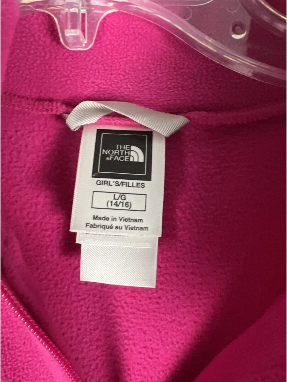Northface Girls/Youth Pink Fleece 3/4 Zip Pullover Jacket Size Large 14-16